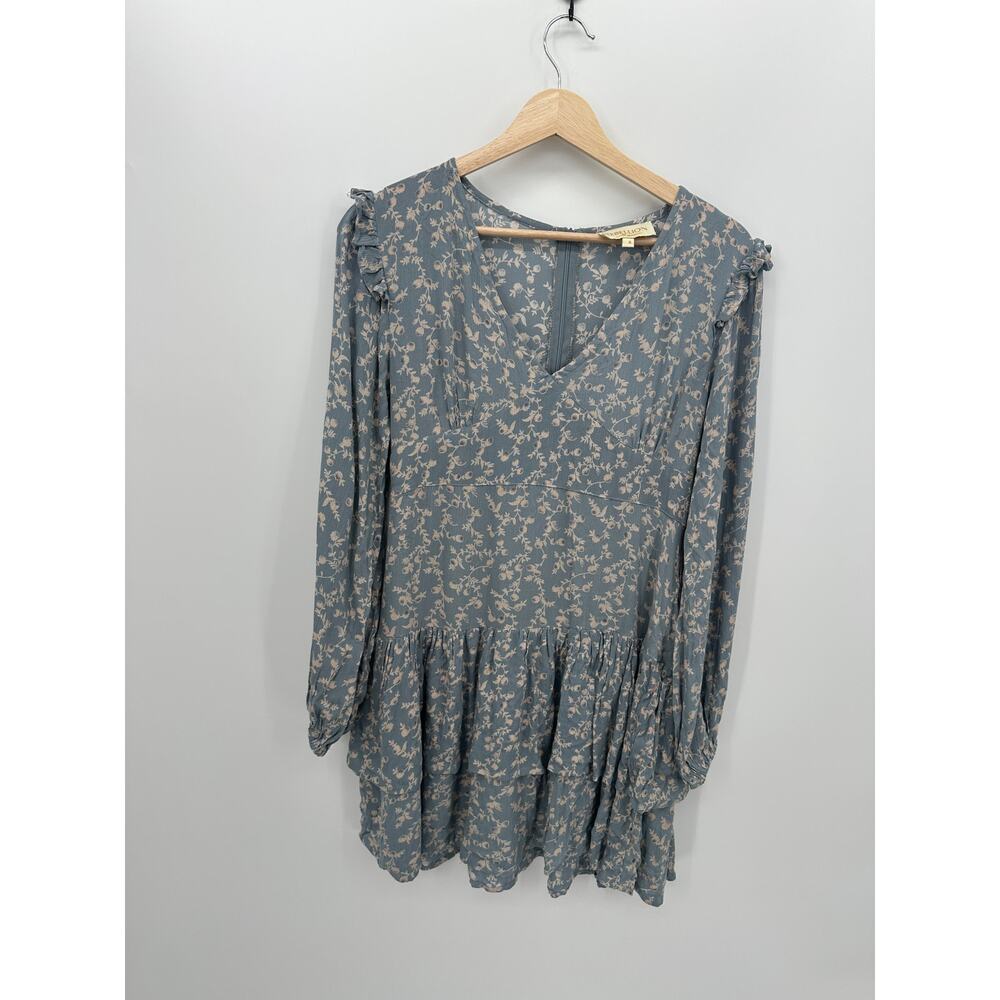 Rebellion Women Blue Microfloral Babydoll Mini Dress Size S Coquette Cottagecore
